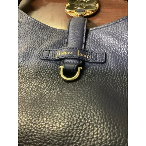 Draper James Navy Leather Tote Bag Very Beautiful Bag - Picture 4 of 11
